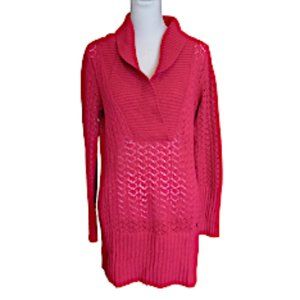 DKNY Jeans cranberry lacy tunic pullover sweater cotton blend size L